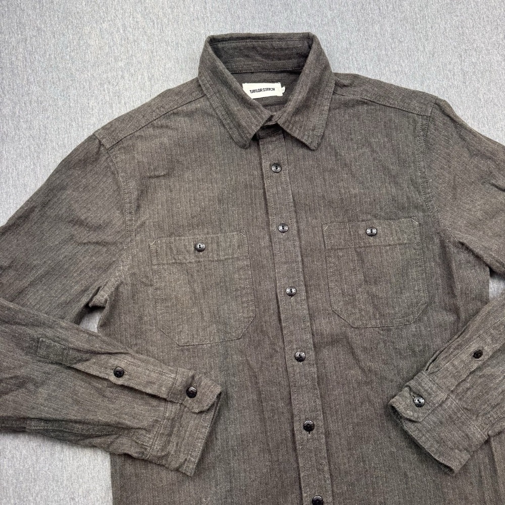 Taylor Stitch Shirt Button Up Long Sleeve Men's Sz 38 Small Gray Knit Jack